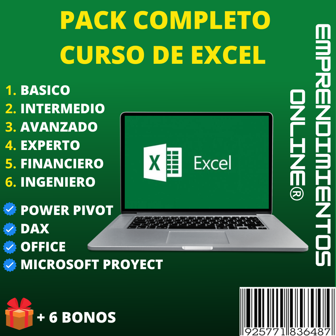 Pack Completo Curso de Excel + 6 Bonos de Regalo