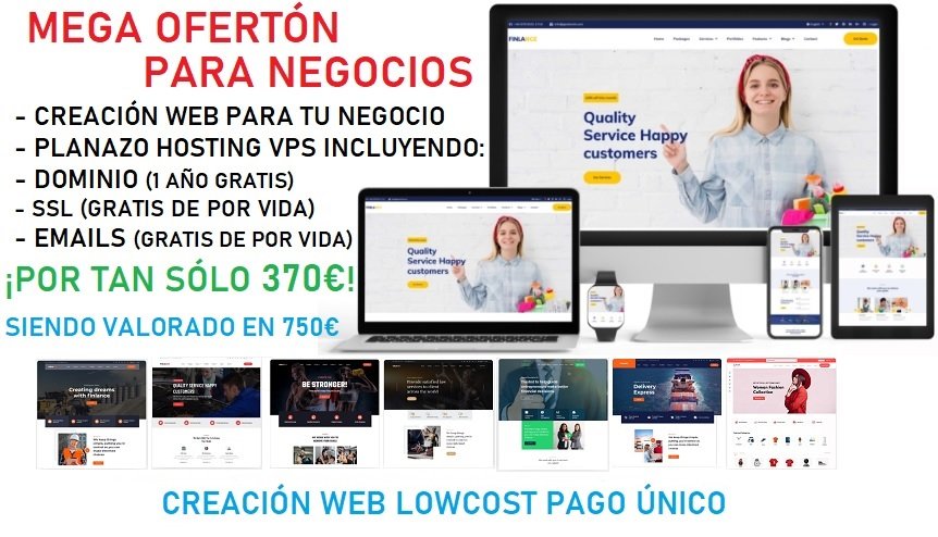 Web LowCost de Negocio con Hosting y Dominio + Emails + SSL Gratuitos